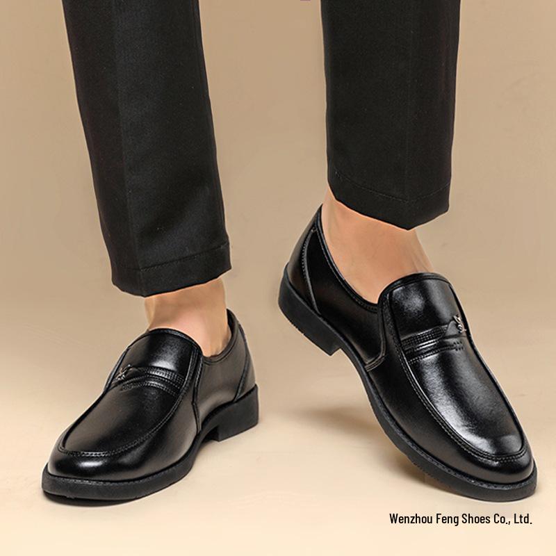 Men's Black Slip-On Leather Shoes: Business Formal & Casual Korean-British Style