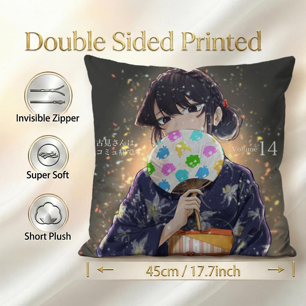 Anime Komi Can'T Communicate Cushion Cover 1Pcs Decorative Covers Soft Cushion Case For Sofa Couch Decor 40X40 45X45 Pillowcases