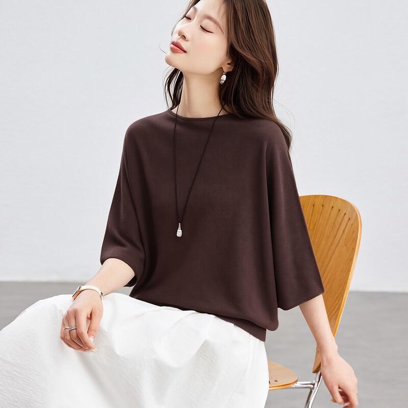 CARBAMMI Women s Elegant Boat Neck 3/4 Sleeve Knit Top US 8