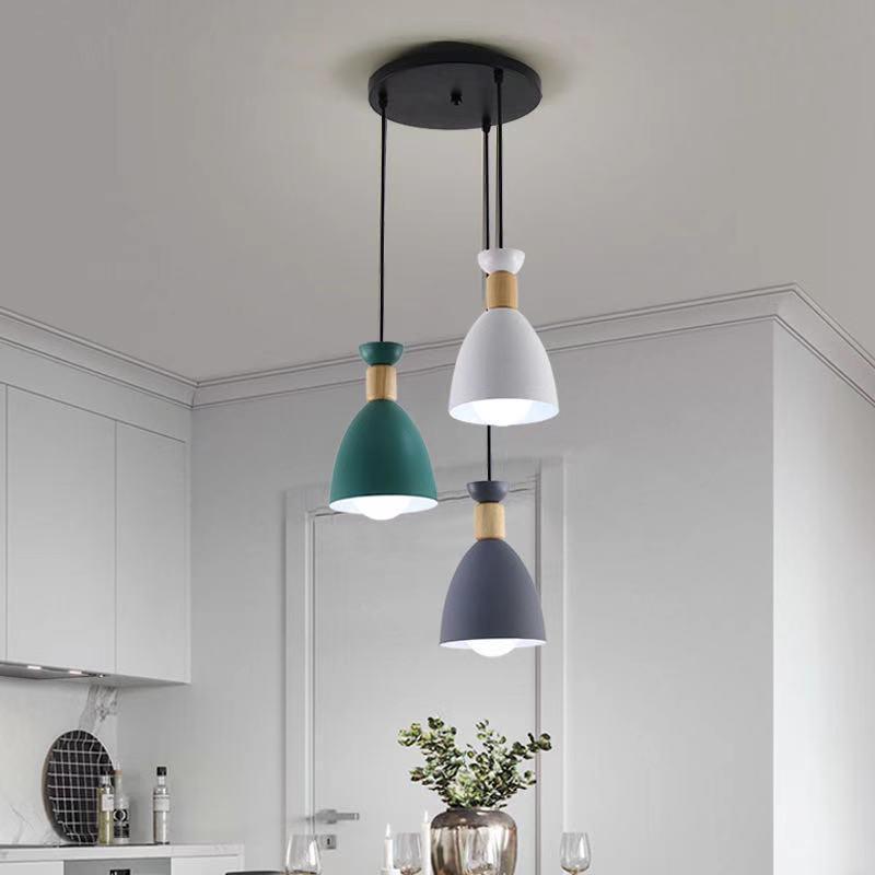 Nordic Modern Minimalist Macaron Pendant Light - Three-Head Design for Restaurant or Bar Counter