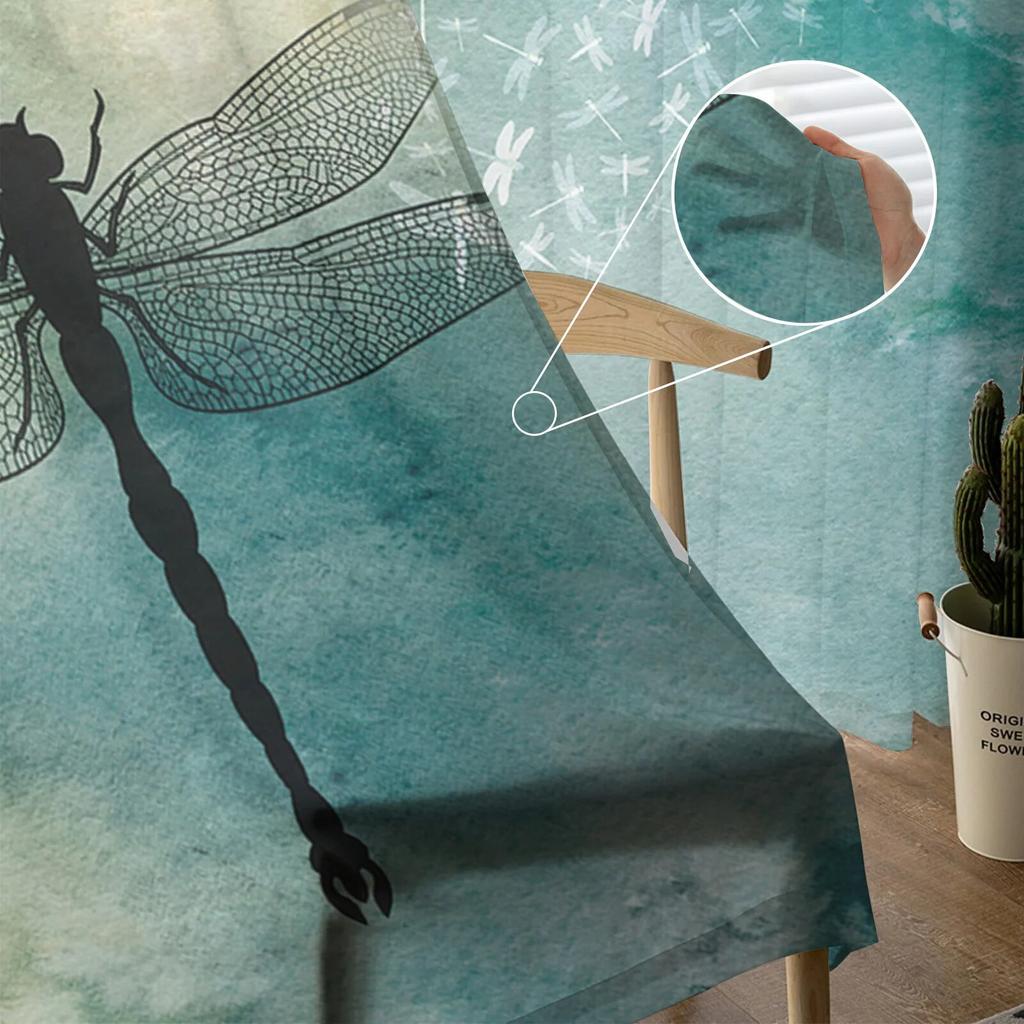 Libelle Punkte Farbverlauf Tüll Vorhänge für Wohnzimmer Sheer Vorhang für Schlafzimmer Fenster Jalousien Voile Vorhänge