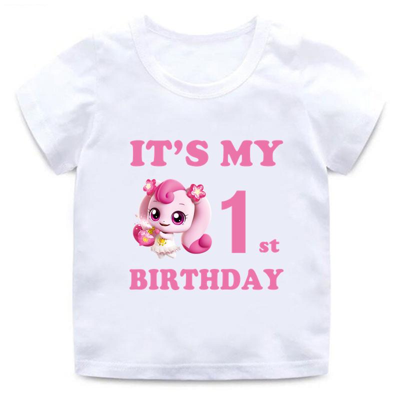 

Одежда для девочек с мультяшным принтом Tini Ping, футболка для детей It s My 1, 2, 3, 4, 5, 6, 7, 8, 9 лет, детская футболка для малышей 3T(100cm)