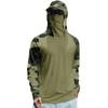 Long Sleeve Hooded Shirt for Men Lightweight Pullover with Camouflage Print Raglan Sleeves Outdoor Apparel