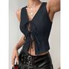 Women's Temperament Commuting V-neck Elegant Summer New Style Lace-up Slim Fashion Top 2025