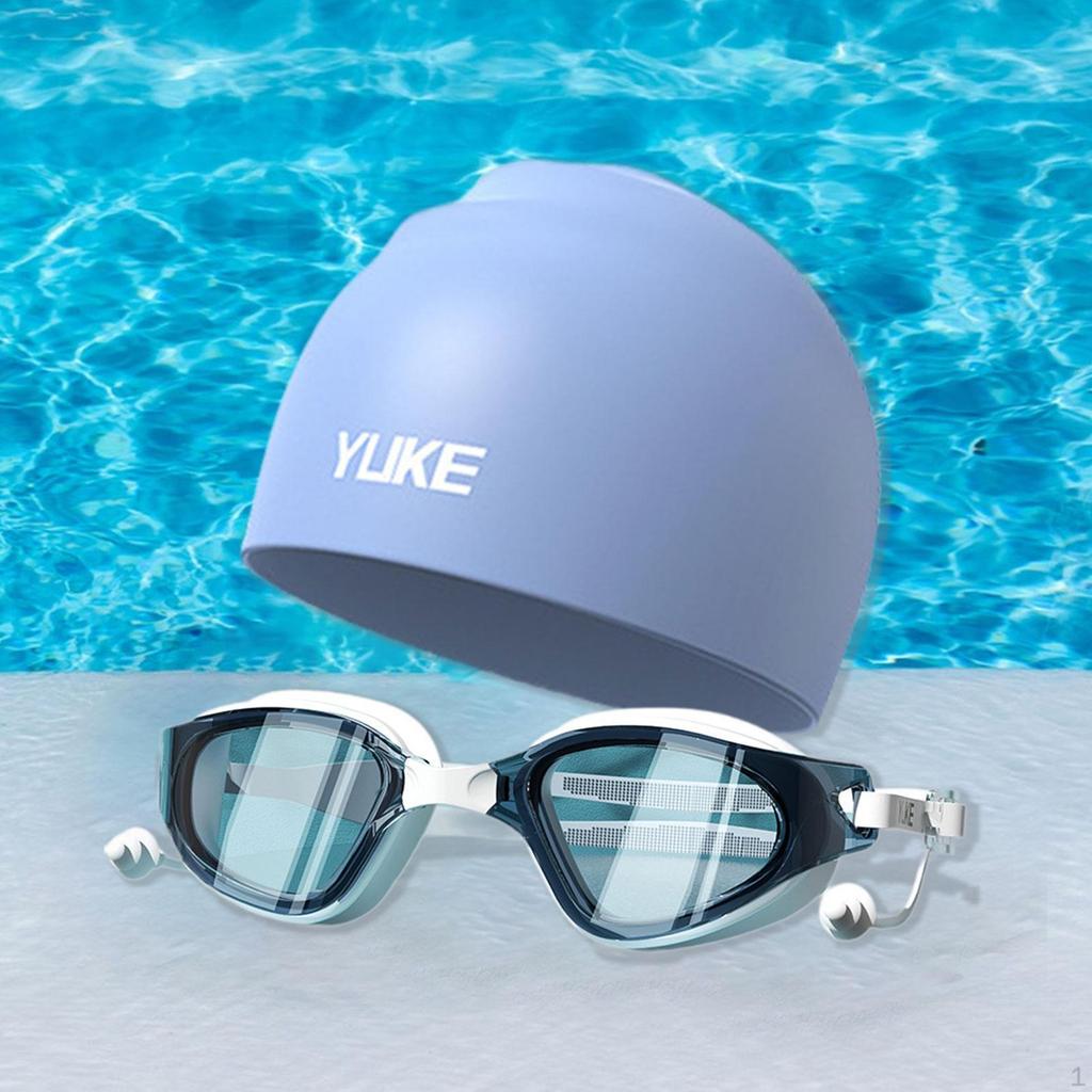 Schwimmbrille mit Badekappe Silikon Verstellbar für Damen und Herren Brille Nein