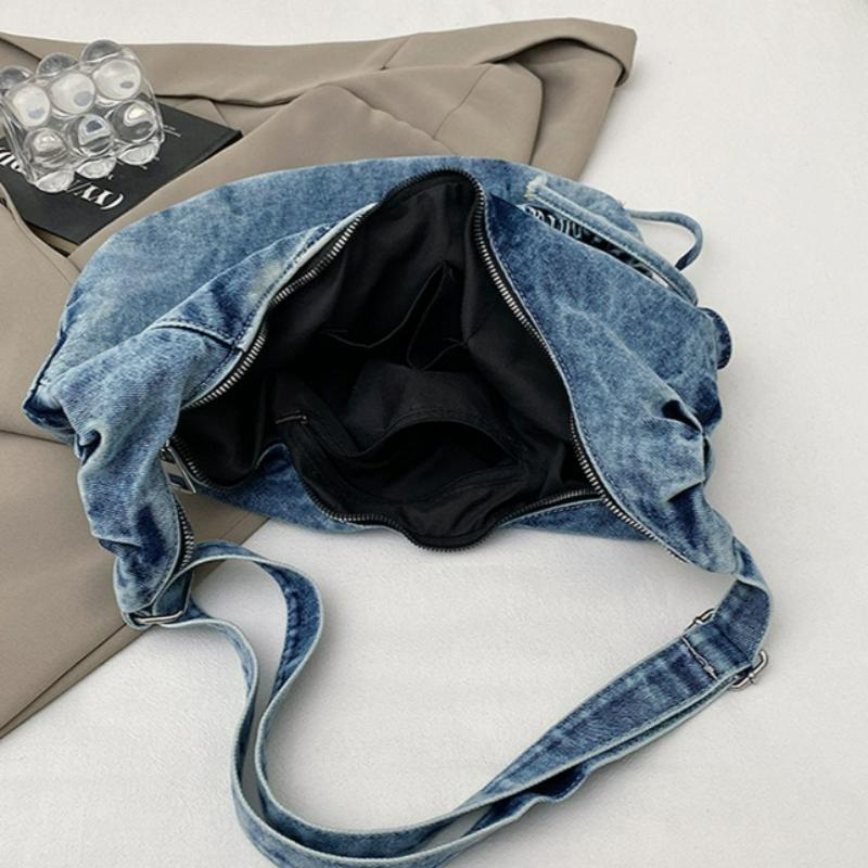 Korean Hobo Bags Women Comfortable and Versatile Texture Crossbody Bags Denim Storage Bags Casual Trendy Simple Shoulder Bag
