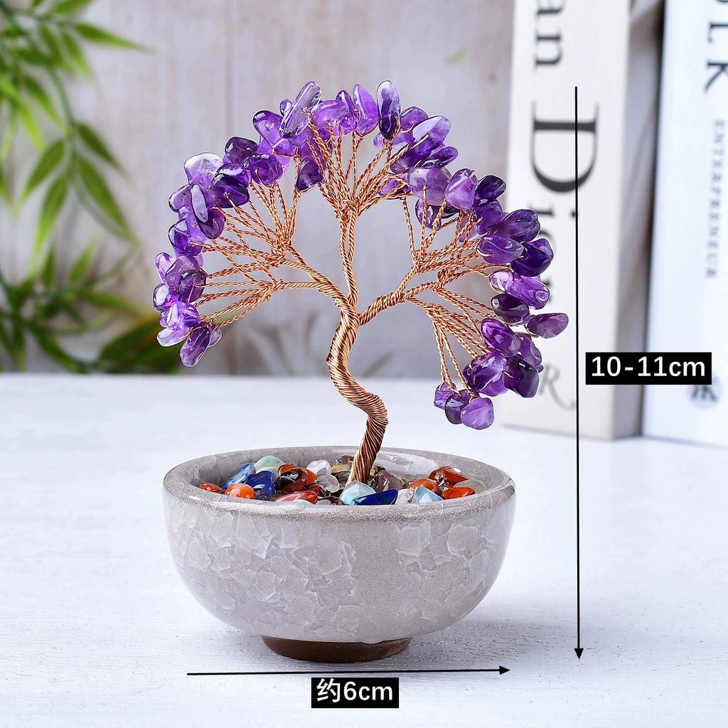 Natural crystal shake money fortune tree fish tank ornament office ornament lucky small ornament creative transshipment gift