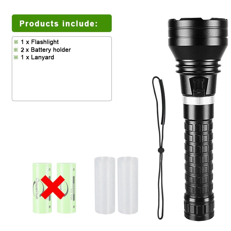 

800 м мощный светодиодный фонарик для подводного дайвинга супер яркий XHP120 профессиональный фонарь IPX8 водонепроницаемая лампа с аккумулятором 26650 without battery чёрный