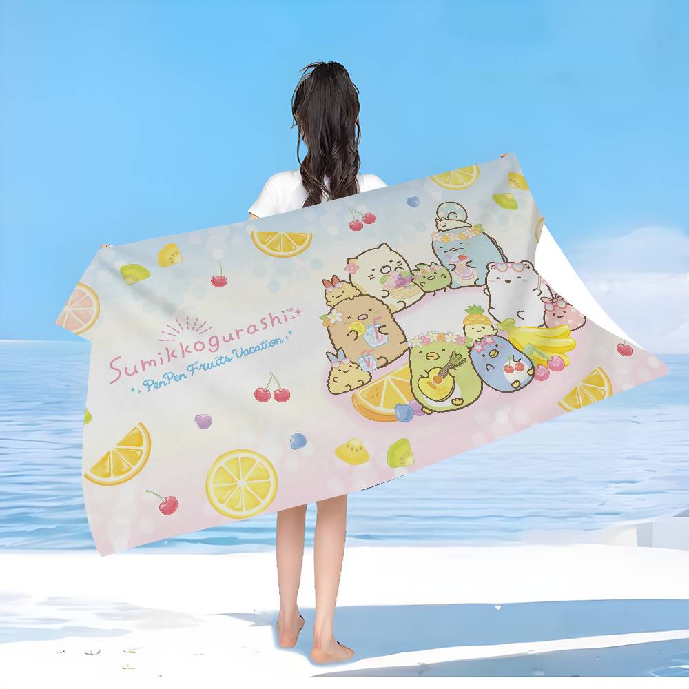 Classic Cartoon S-Sumikkogurashi Bath Towel Microfiber Soft Water Absorbing Breathable For Girl Kids Decorative Cartoon Towel
