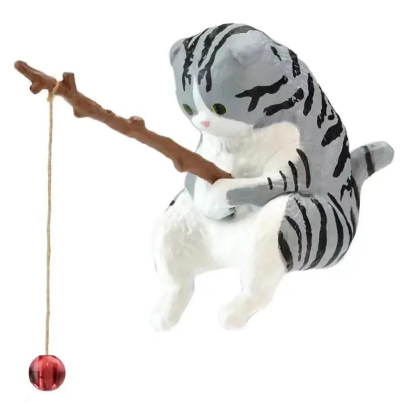 

Japanese Genuine Cat Fishing Recreational Cat Fishing 1-5 Animal Anthropomorphic Playthings Collector Action Figure Plaything 4CM