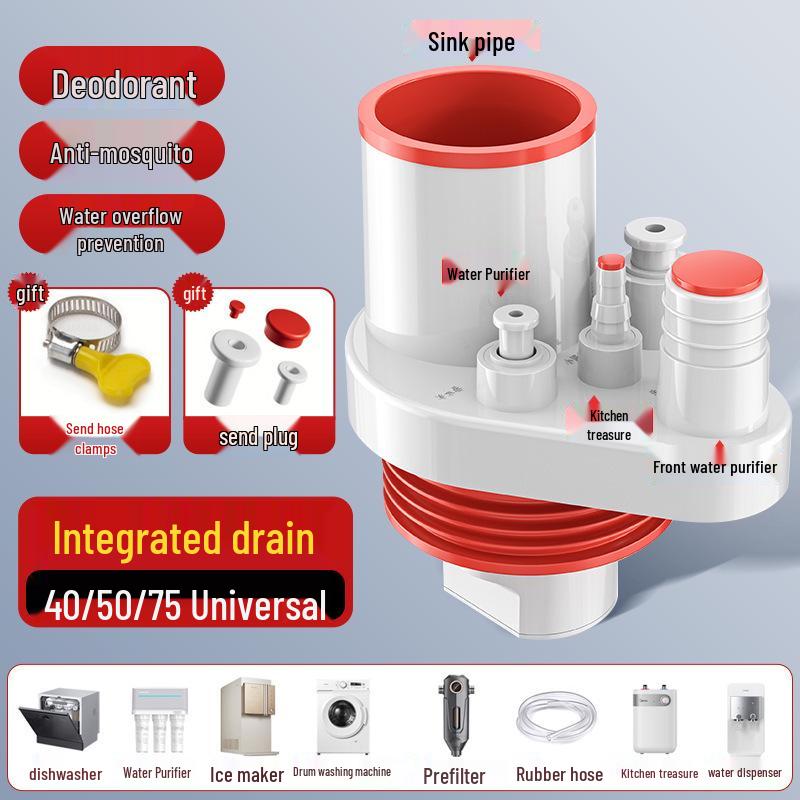 Multifunctional Kitchen Sink Drain and Odor-Proof Dishwasher Connector with Water Purifier