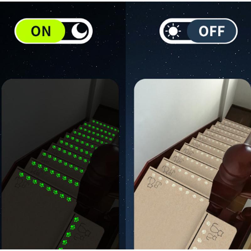 Luminous Self-Adhesive Stair Sticker Treads Non-Slip Glow In Dark Step Mats with TPR Backing for Indoor Wooden Tile Stairs