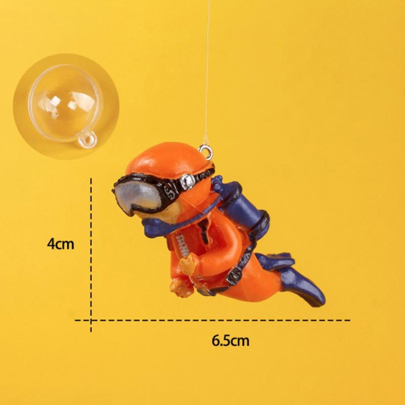 Luminous Green Mini Diver Kawaii Simulated Floating Frogman for Aquarium Ornaments Fish Tank Decoration Aquarium Accessories