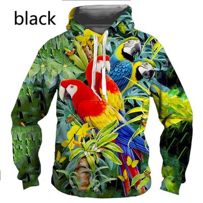 Yeni Komik Renkli Papağan Serin Kuşlar 3D baskılı kapüşonlu svetşört/Kazak Unisex Hipster Uzun Kollu Kazak Kapşonlu Üstleri
