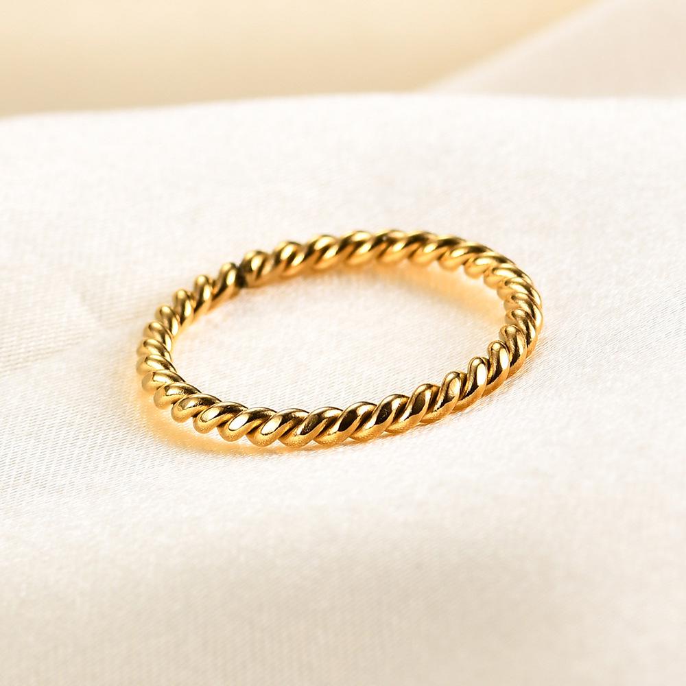 Trendy 2MM Tri-Color Stainless Steel Ribbed Ring