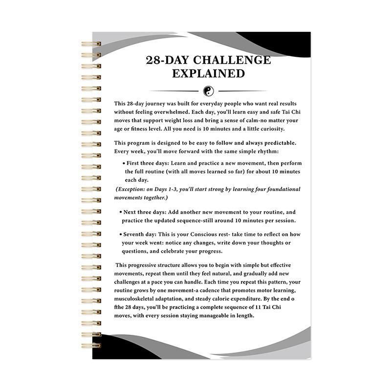 28 Day Tai Chi Walking Weight Loss Plan Journal For Seniors