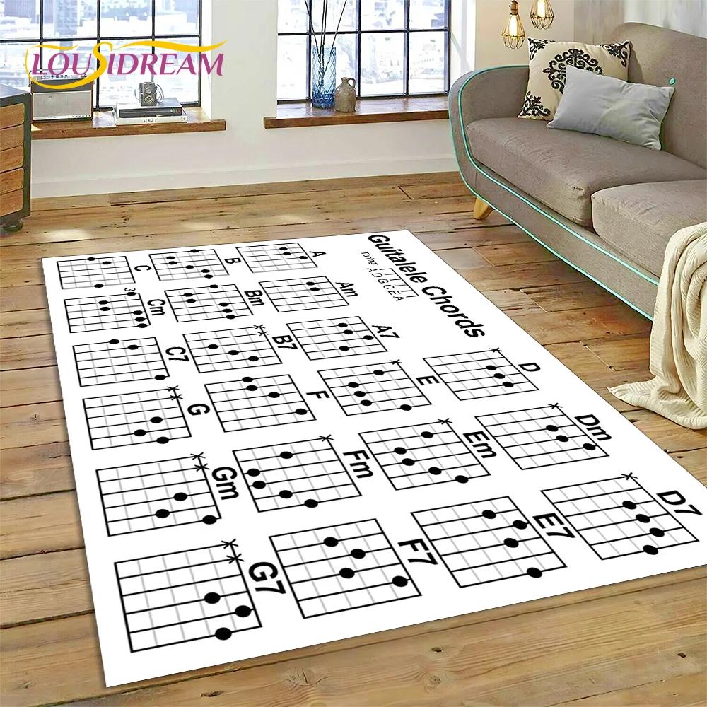 3D Guitar Chords Theory Chart Music Carpet Rug for Bedroom Living Room Home Sofa Decoration,Children Game Large Decor Floor Mat