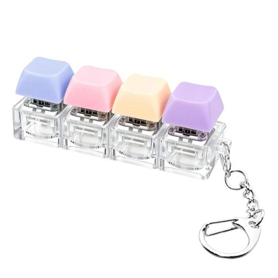 

Keyboard Fidget Toy 4-in-1 Keyboard Decompression Button Finger Clicker Toy 4-Keys Fidget Keychain Work Travel Stress Relief Desk