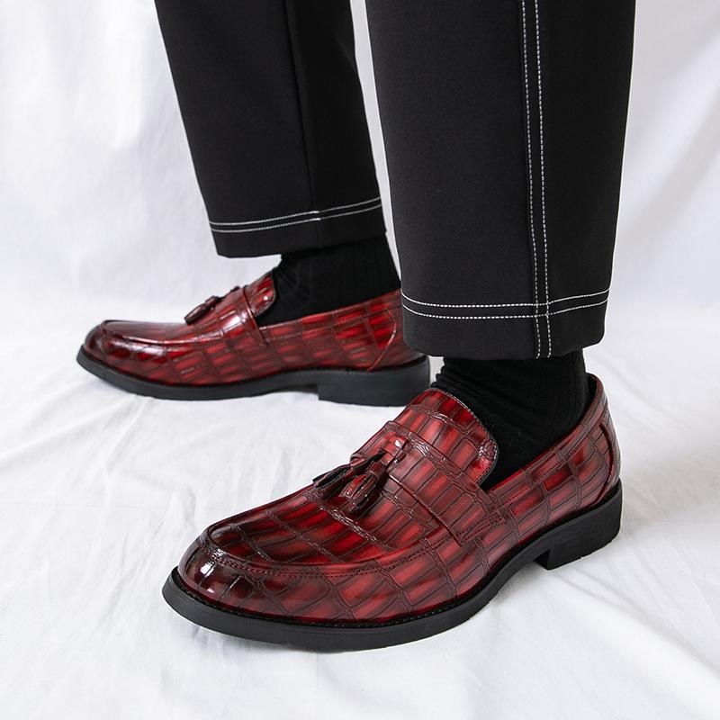 Dress Business Leather Shoes New Brock British Leather Shoes Men's Tassel One Pedal Loafers Men's