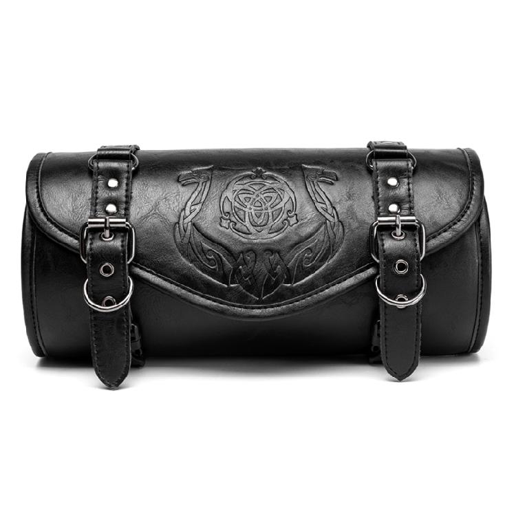 Motorcycle Handlebar Storage With Gothic Punk Retro Design Waterproof PU Leather Multiple Compartment Tool Pouch 1