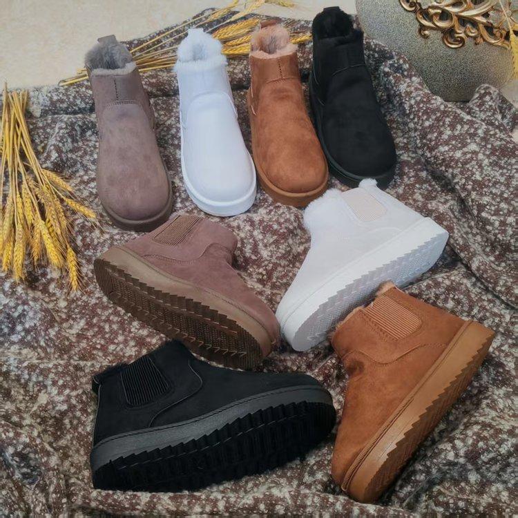 Large Size Medium Tube Thin-soled Snow Boots for Women's Autumn and Winter New Fleece Thickened Fashion One-pedal Cotton Shoes