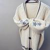 Women's Off-White Bat-Wing Knit Cardigan - Elegant Long-Sleeve Sweater for Autumn/Winter