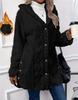 2026 Women's Solid Color Plush Hooded Sweatshirt with Diamond Pattern Design