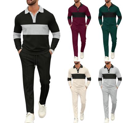 Herren  Freizeit  Umlegekragen  Lange Ärmel  Hose  Set