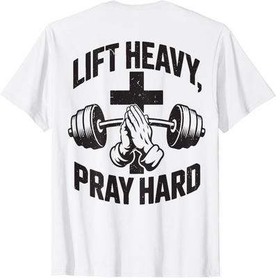 Mens Christian Workout Lift Heavy Pray Hard Christ Jesus Gym  Unisex T-Shirt
