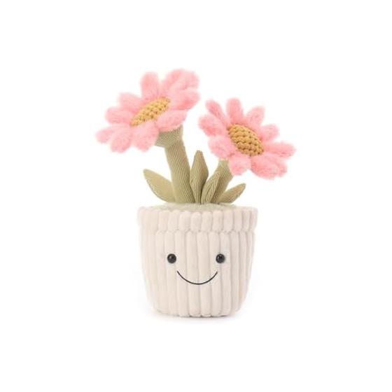 Apricot Lamb Pink Potted Daisy Plush Soft Cute Fluffy Pink Potted Daisy 25cm