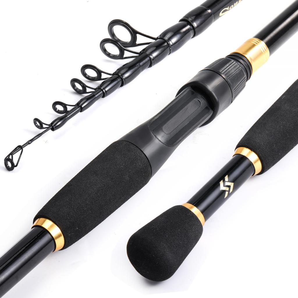 Sougayilang 1.8-2.4m Cannes à pêche télescopiques Ultra légères Spinning Casting Canne en carbone Accessoires de pêche Poids du leurre 10-30g