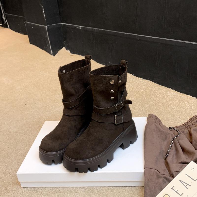 Height increase cm~ two wear medium tube short boots women's new autumn and winter small looking thin Maillard Martin boots