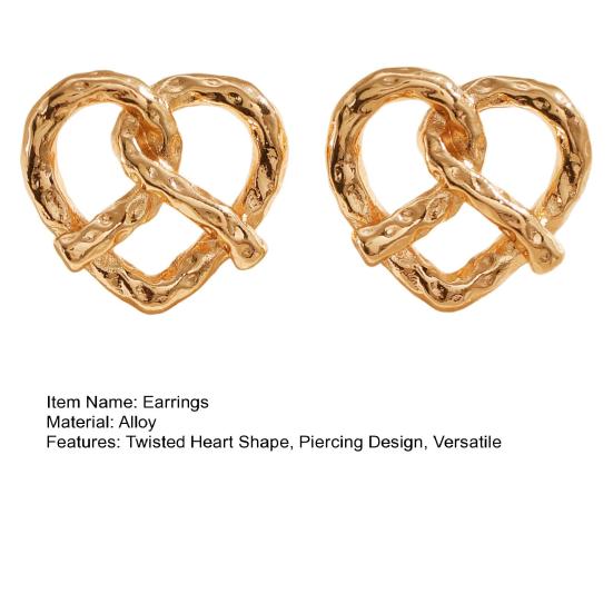 1 Paar Ohrstecker Verdrehtes Herz Design Ohrstecker Gehämmert Textur Piercing Ohrringe für Damen Pendeln Dating Schmuck Geschenk