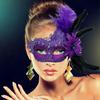Feather Lace Masquerade Mask Glitter Eye Mask Venetian Aesthetic Party Face Mask Elegant Flower Decor Carnival Cosplay Cover