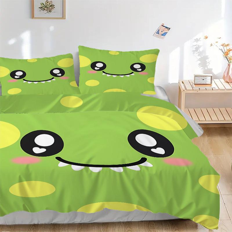 3pcs set Cute Monster 1 Quilt Cover + 2 Pillowcases, All Seasons Bedroom Setting, Perfect for Home and Dorm Decor a147