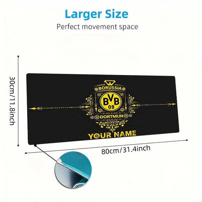 Borussia Individueller Name Große Größe Mauspads Große Gaming-Tischunterlage Rutschfest Laptop Tablet Großes Mauspads XXL Matte Mini-PC Spielmatte Mit Verriegeltem Rand