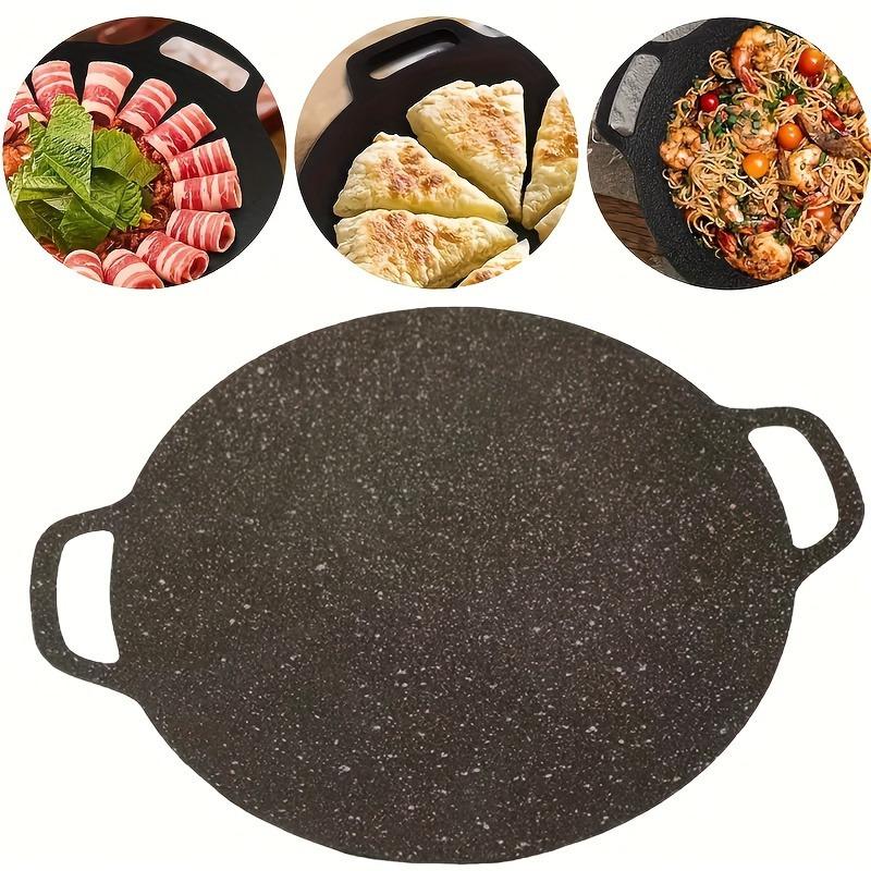1pc Non-Stick Cast Iron Teppanyaki Grill & Frying Pan Portable Outdoor BBQ Grill Plate, Easy Clean for Camping, Picnics Backyard BBQ Outdoor Grilling