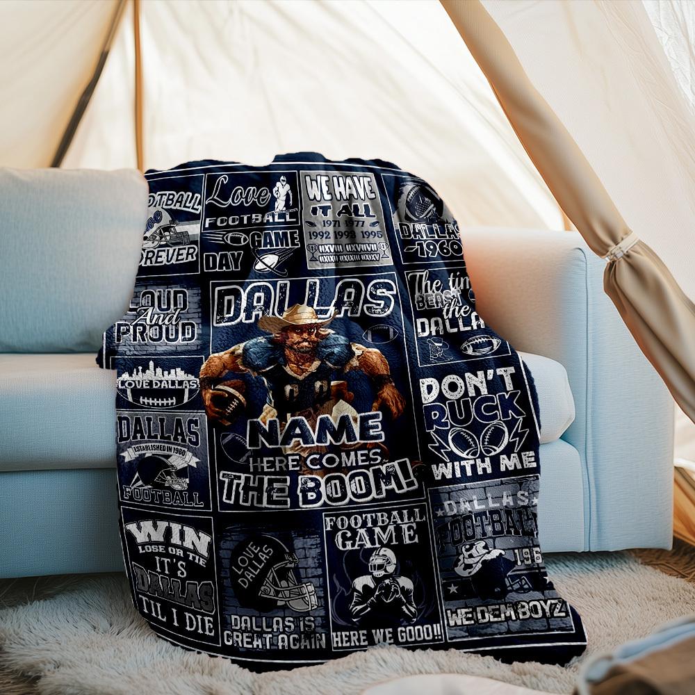 240Gm2 Football Style Customize Your Name Outdoor Blanket Suitable For All Seasons Comfortable And Warm Soft Blanket Suitable For Travel Gifts For
