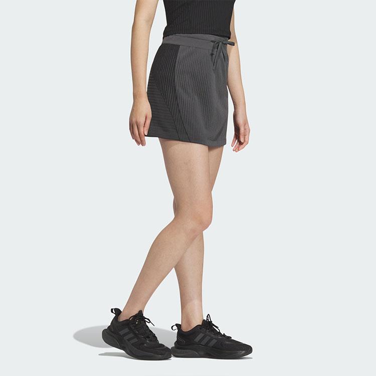 Adidas Seamless Skirt Solid Color Minimalist Brand Logo Quick-Dry Sports A-Line Casual Short Skirt Women Skirts Dark-Gray JE1440