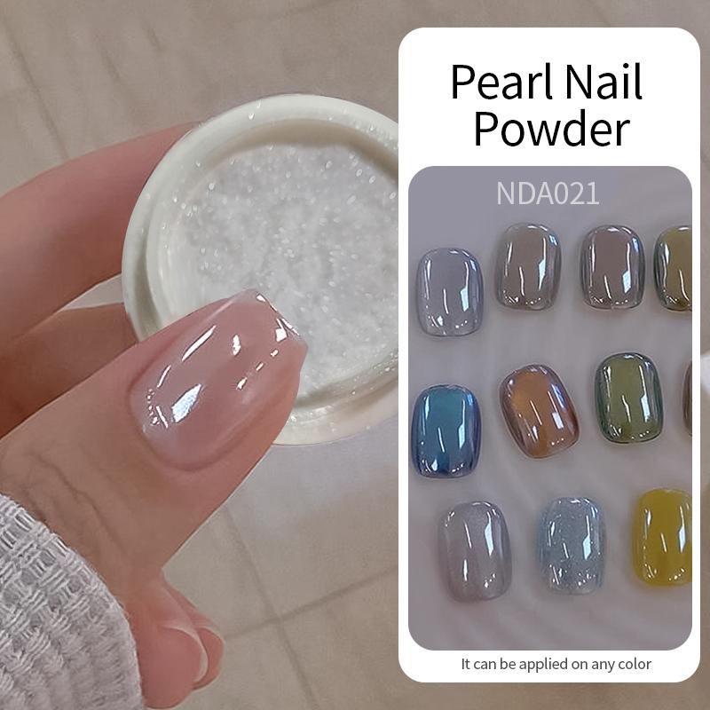 NICOLE DIARY Moonlight Plating Pearl Nail Powder White Mirror Aurora Effect Pigments UV Gel Polish Chrome Dust Nail Decorations