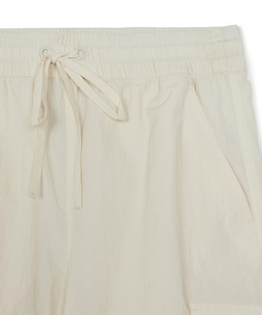Emelbi Women'S Gorpcore Glossy High-Waisted Cargo Wide Flare Pants Bos (Cream)