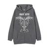 Gothic Skull Print Zip Up Hoodie Teenagers - Loose Fit Casual Sweatshirt