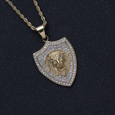 European and American Hip Hop Shield Jewelry Animal Silhouette Three Dimensional Necklace