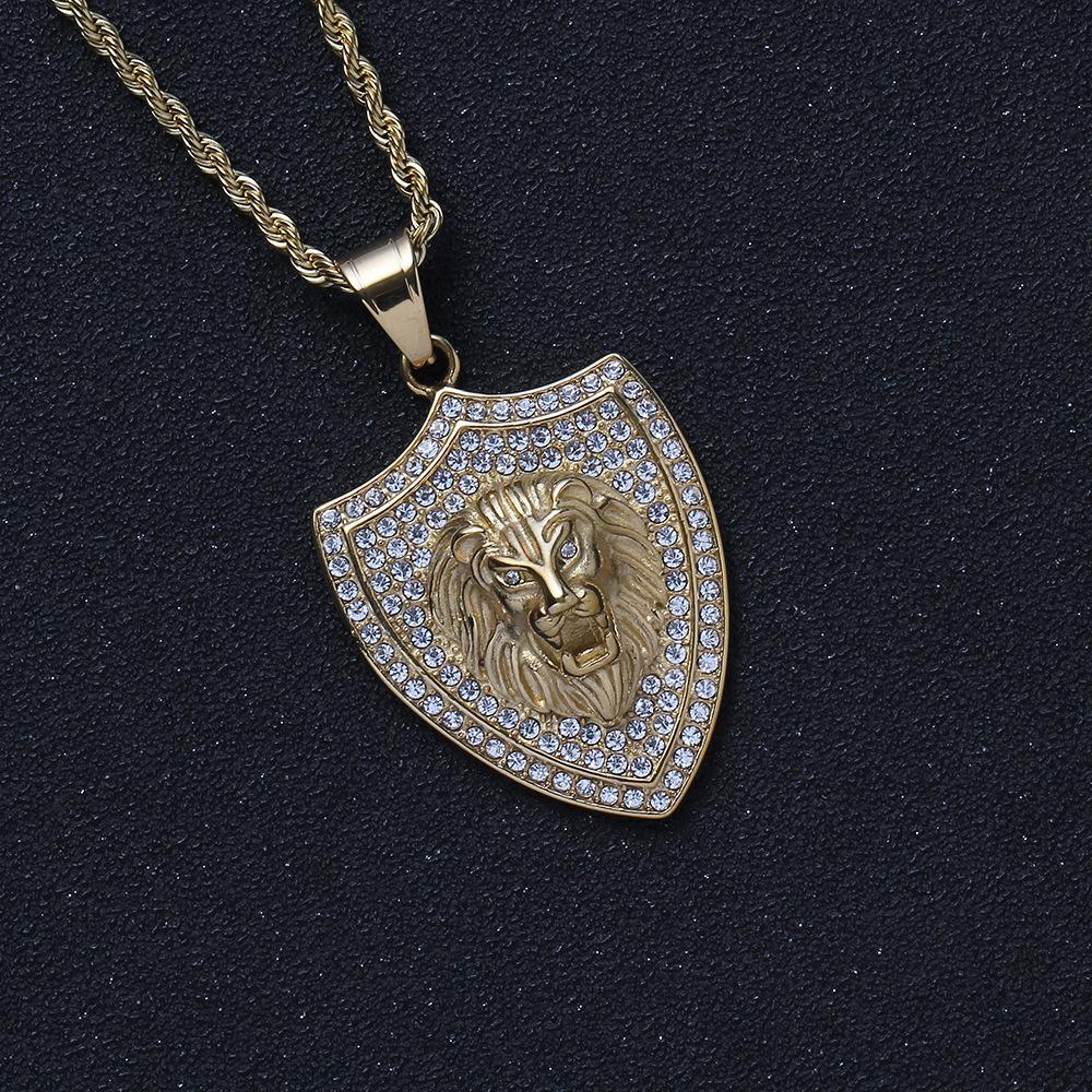Bijoux Bouclier Hip Hop Européen et Américain Silhouette Animale Collier Tridimensionnel