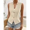 Fashion V-Neck Sleeveless Cardigan Women Suit Shirt Vest V Neck Jacket Slim Fit Office Vests Casual Solid Color Female Tank Top Elegant Clothing