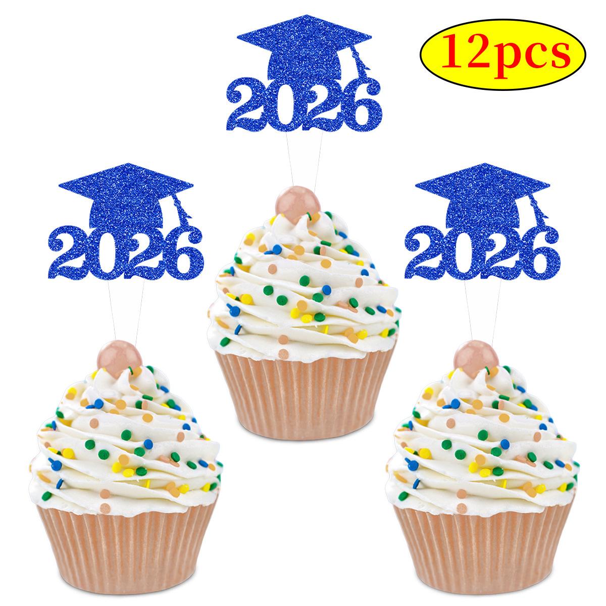 

Graduation Season Party Decoration Insert Graduation Ceremony Cake Power Strip 2026 doctor hat blue small power strip [12pcs]