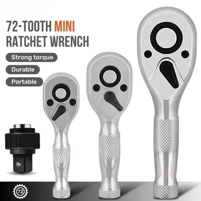 72 Teeth Stubby Ratchet Wrench Quick-Release Quick Socket Ratchet  Repair Hand Tools