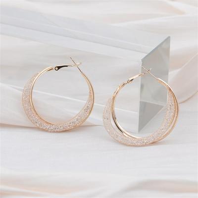 Orecchini a cerchio grandi rotondi minimalisti in zircone a rete metallica per donna, gioielli unici per feste con anello color oro