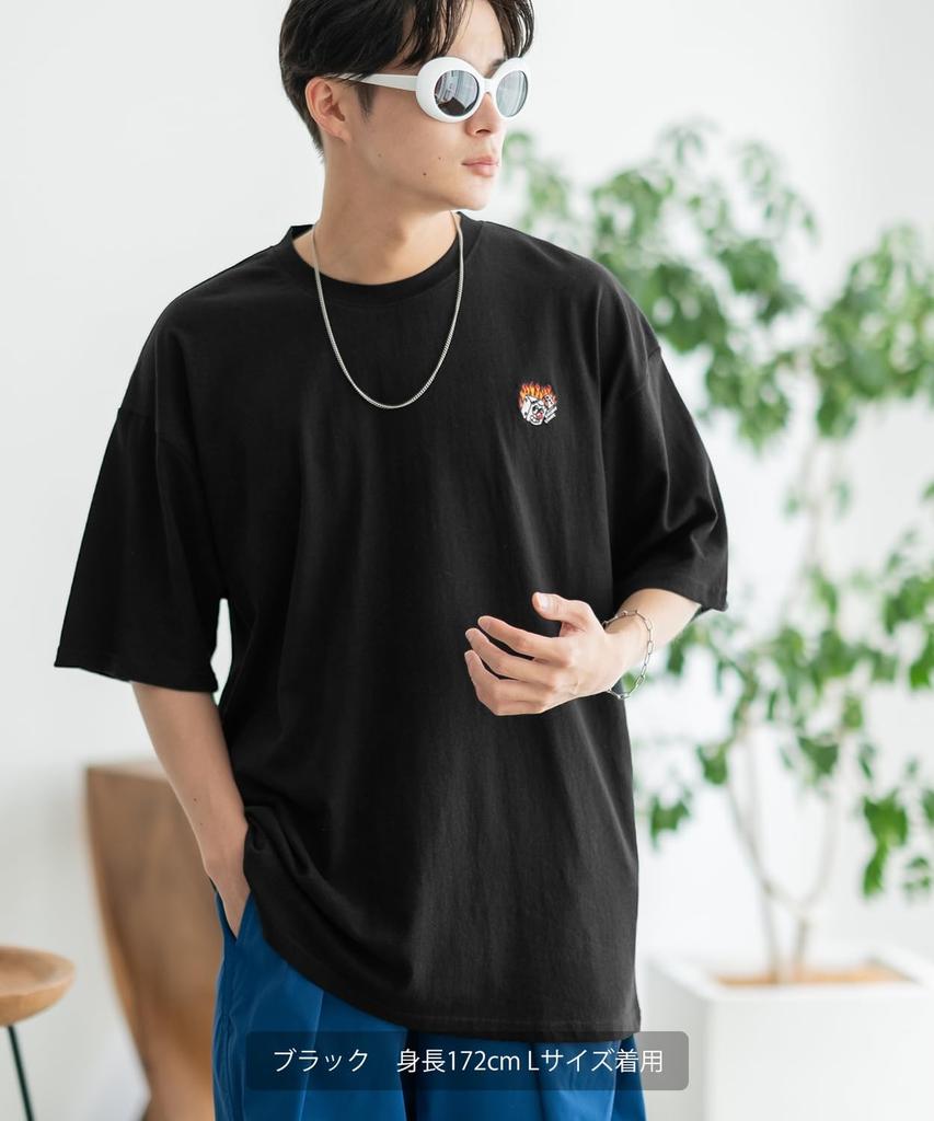 IMPROMES Casual SIDEWAYSTANCE Embroidered Fire Dice Short Sleeve T-Shirt, Men's, Black