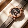 Ladies Butterfly Watch Artificial Leather Strap Quartz Watch Rhinestone Round Dial Fashionable Wristwatch for Women Party Office Date